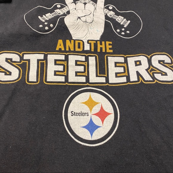 Pittsburgh Steelers X Iron Maiden Vintage T Shirt Rock & Roll Football Gold - Picture 5 of 5